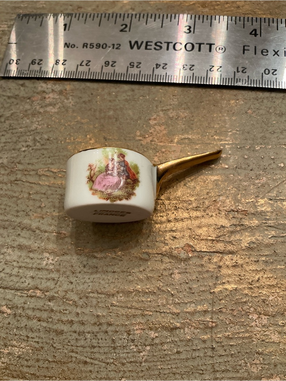 Vintage Limoges France Miniature Porcelain Saucepan Trinket